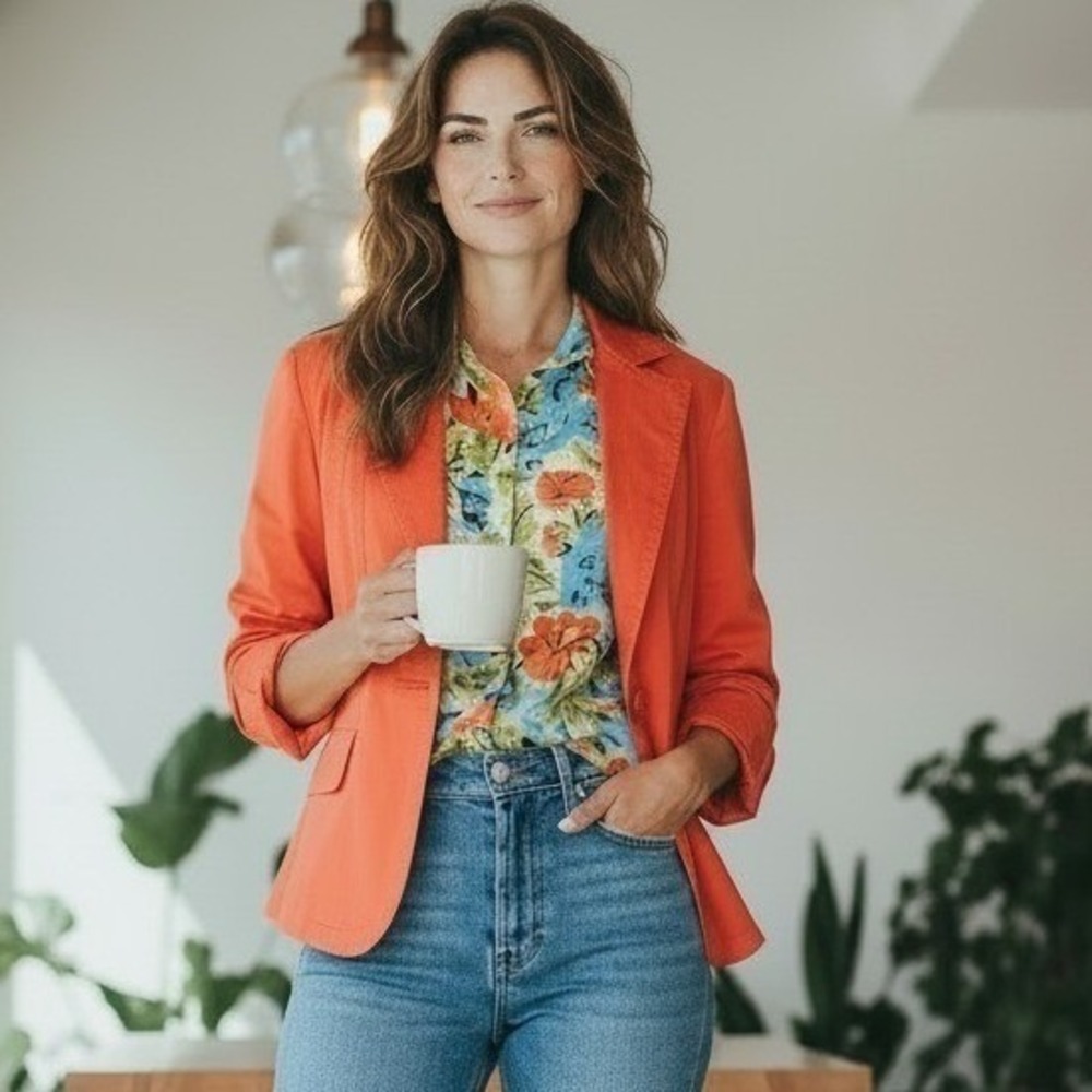 Talbots Bright Orange Tailored Blazer